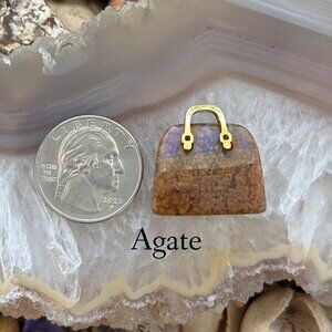 Agate Gemstone Crystal Purse - Crystal Handbag Pendant - Gemstone Carving - Gift